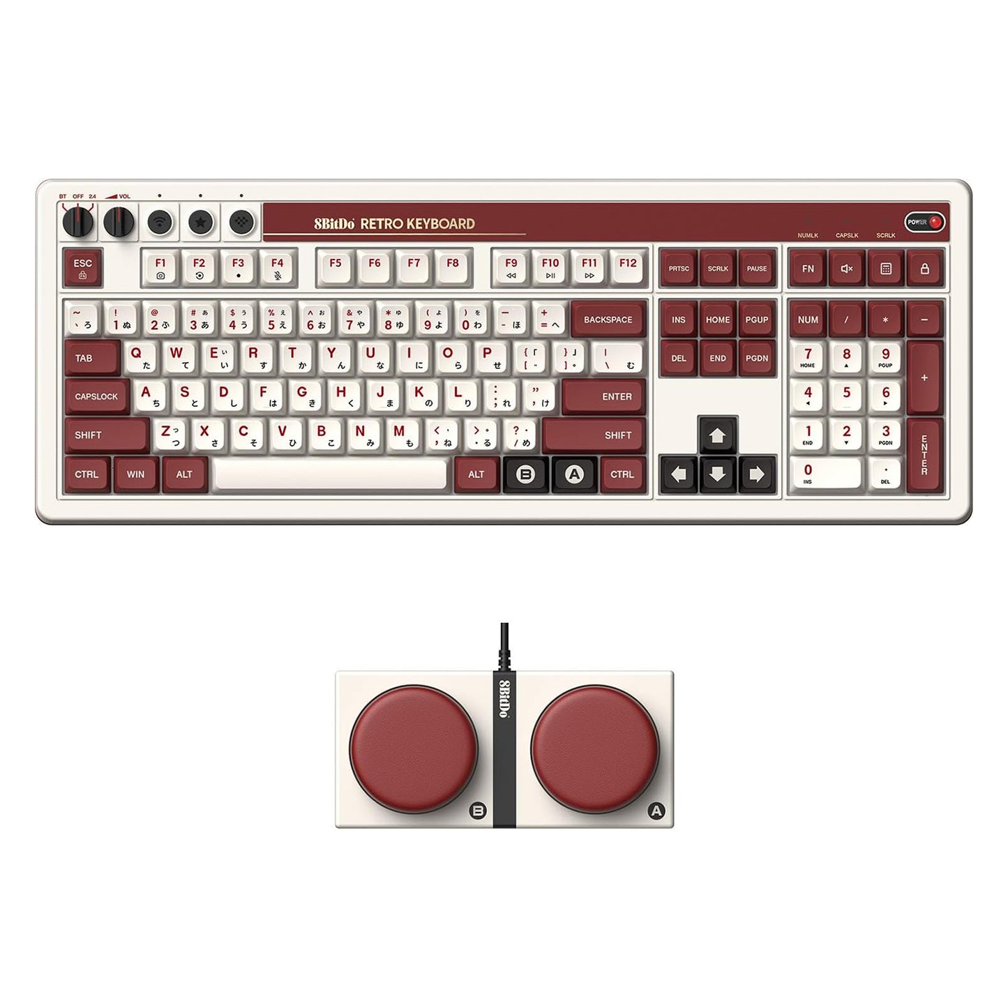 8BitDo Retro 108 Wireless Mechanical Keyboard for Windows and Android Fami Edition - GameShop Asia