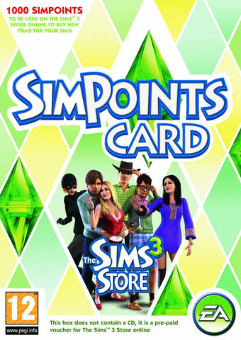 The Sims 3 Store 1000 Points Card - Digital Download - GameShop Asia