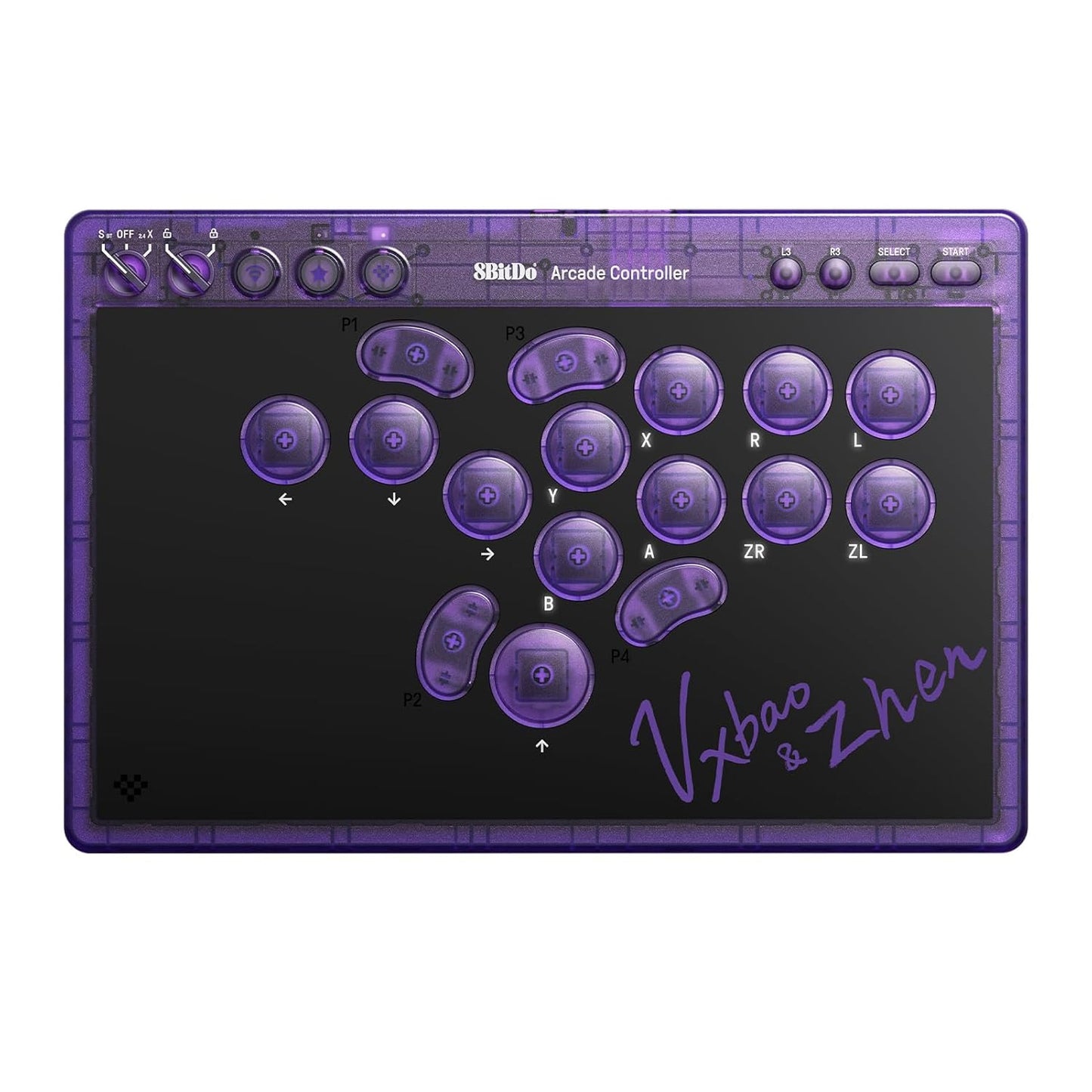 8BitDo Bluetooth Arcade Controller Transparent Purple - GameShop Asia