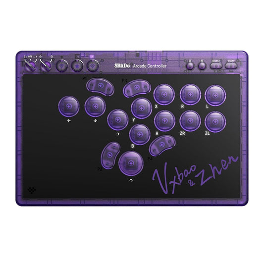 8BitDo Bluetooth Arcade Controller Transparent Purple - GameShop Asia
