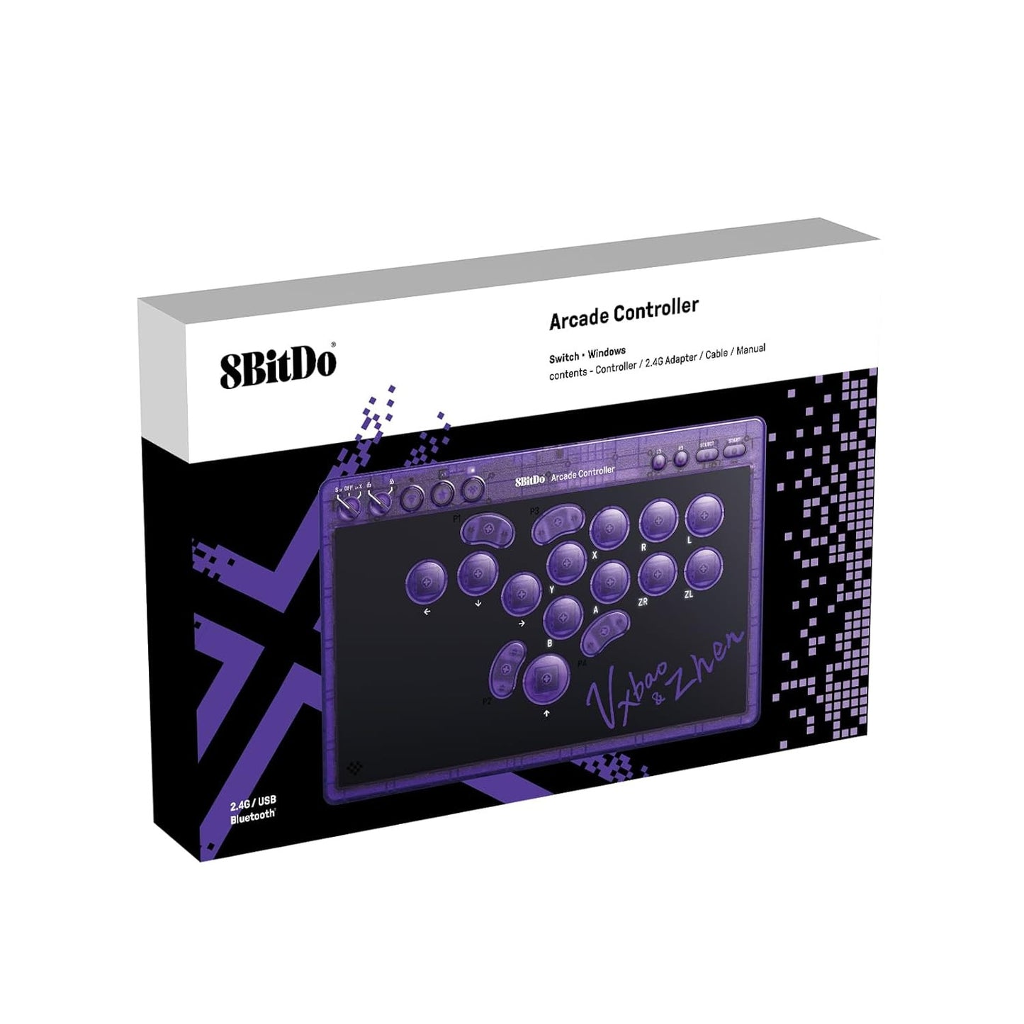 8BitDo Bluetooth Arcade Controller Transparent Purple - GameShop Asia