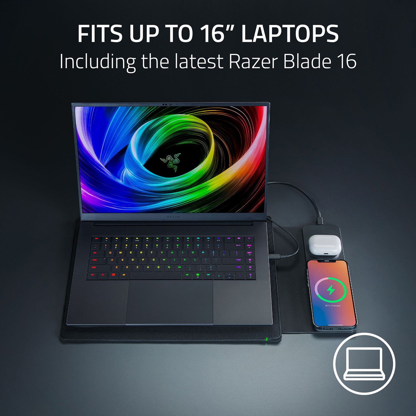 Razer Laptop Sleeve 16'' with Wireless Charging for Devices - GameShop Asia