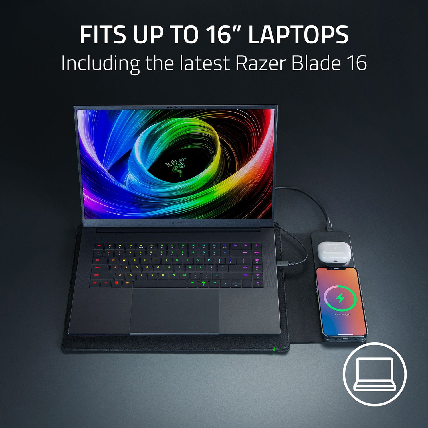 Razer Laptop Sleeve 16'' with Wireless Charging for Devices - GameShop Asia