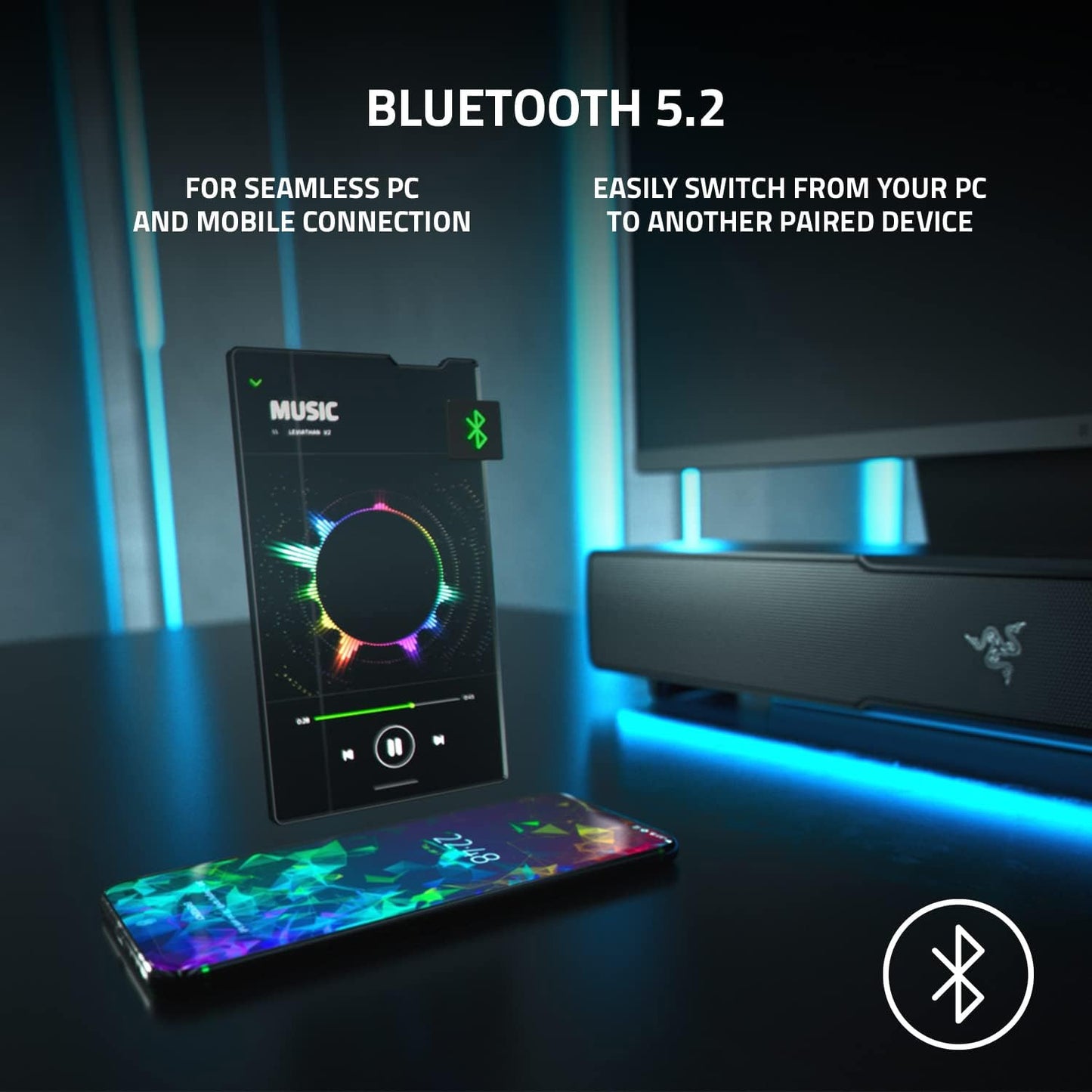 Razer Leviathan V2 PC Gaming Sound Bar with Subwoofer